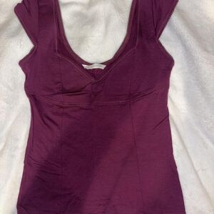 Zara Burgundy V-Neck Top